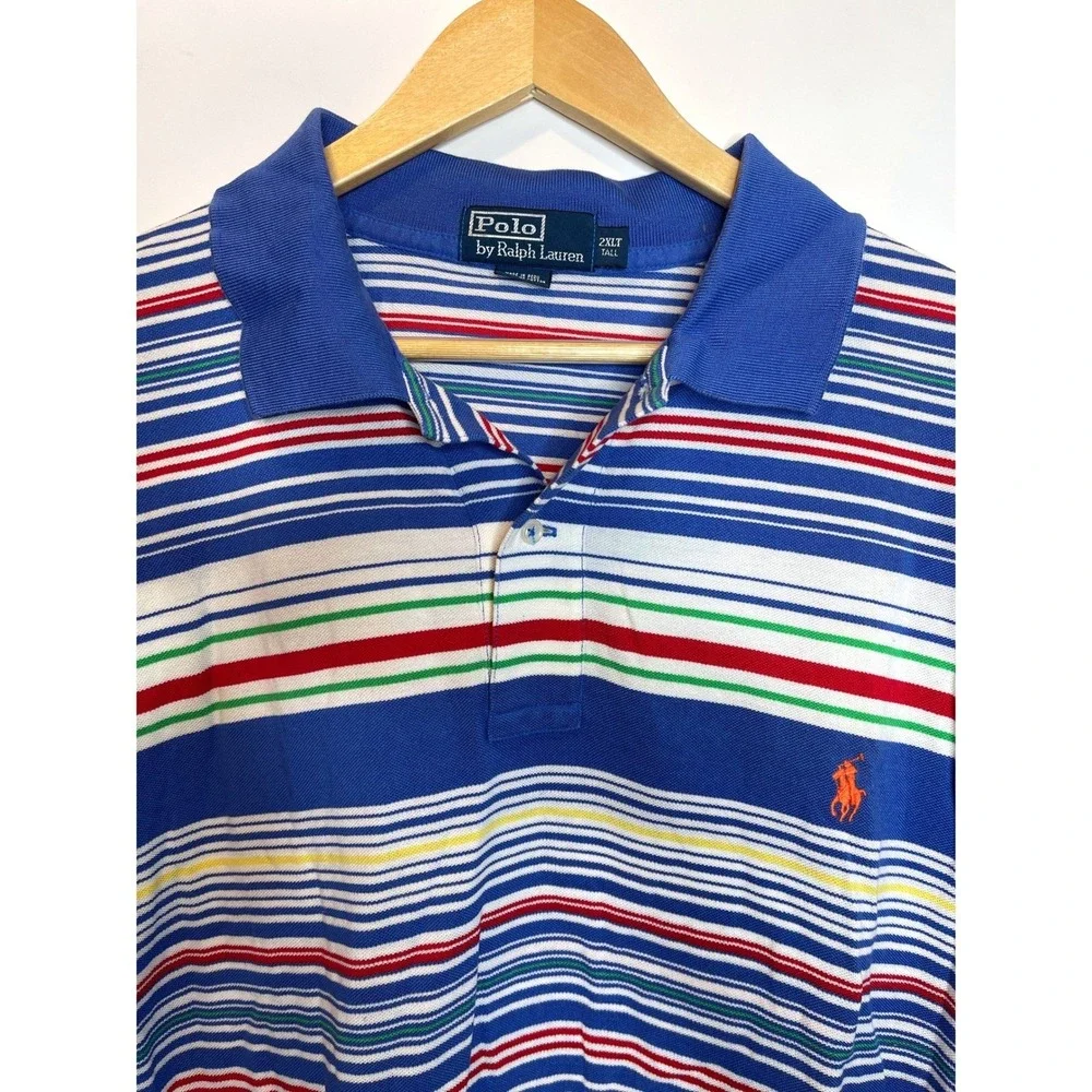 Polo Ralph Lauren‎ Multicolor Striped Short Sleeve Polo Shirt Men's XLT